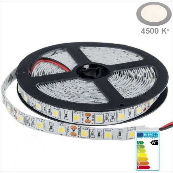 Kit Ruban LED 5 mètres blanc neutre 12V 14,4W/m