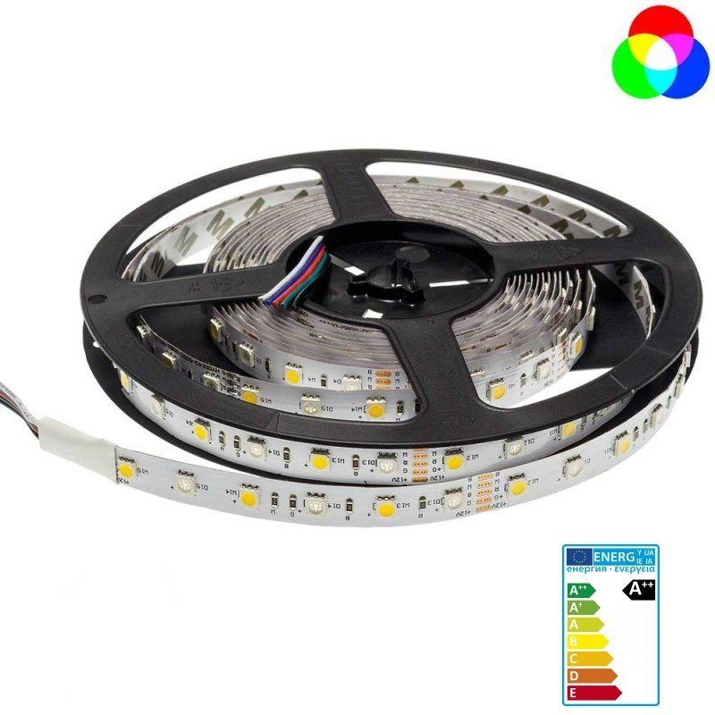 Ruban LED multicolore RGB avec 5 mètres 60 LED - bande simple 